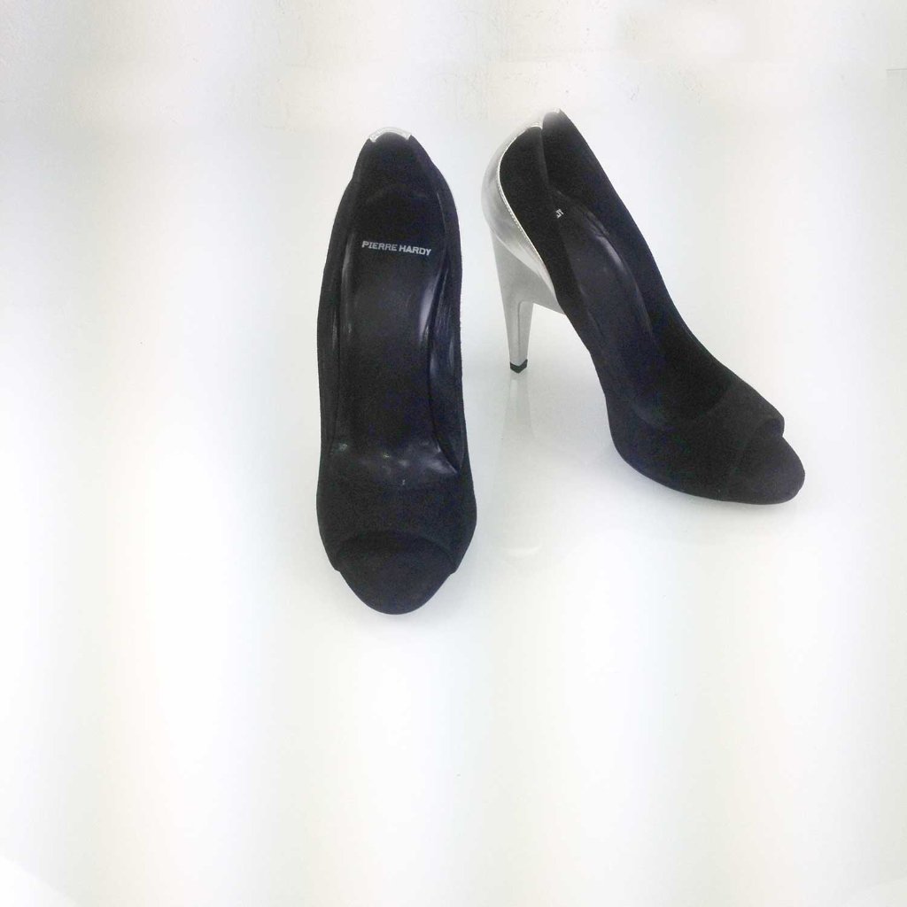Pierre Hardy Twotone Black Suede And Silver Leather Stiletto Pumps 41